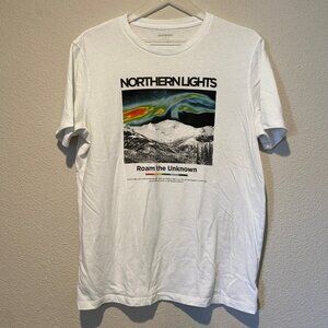 Old Navy Northern Lights‎ T-Shirt Medium  White Graphic Tee
